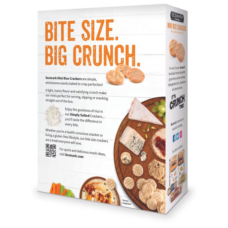 Sesmark Mini Rice Crackers Simply Salted - Gluten Free Rice Crackers Non GMO Project Verified - 5.25 Oz. (Pack of 6)