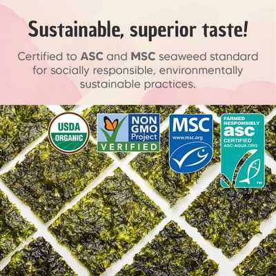 O'Food Organic Roasted Seaweed Snack Himalayan Pink Salt Pack of 12, Gluten-Free, Vegan, Low-Calorie, Umami Flavor