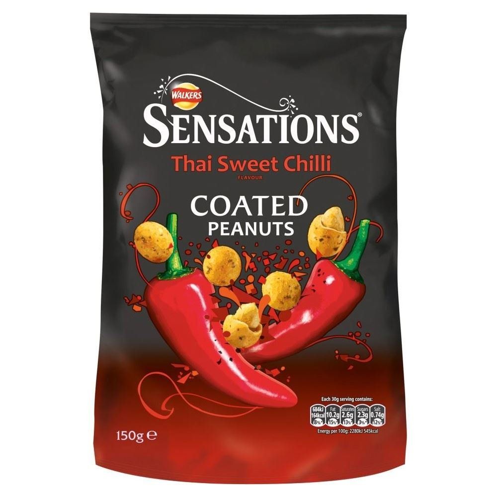 Walkers Sensations Thai Sweet Chilli Coated Peanuts (165g) - Pack of 6