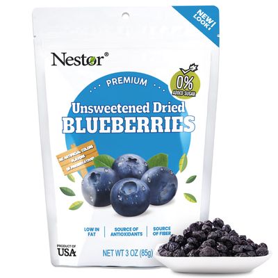 Premium Big Dried Blueberries No Sugar Added 3 oz, 100% Unsweetened, US-Grown Blueberry No Preservatives, NON-GMO Healthy Tasty Fruit Snack for Kids Adults