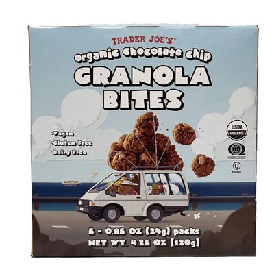 Trader Joe&#39;s Organic Chocolate Chip Granola Bites - Vegan, Gluten Free, Dairy Free - 5 Packs in Box