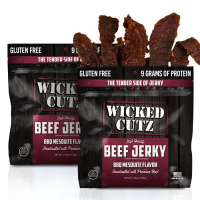 BBQ Mesquite Beef Jerky | Tender, Flavorful, Easy to Chew Premium Craft Jerky with 21g Protein Per Bag, High Protein Snacks, Gluten Free Snacks, Low Carb Snacks, Healthy Snack for Adults (2 Bags)