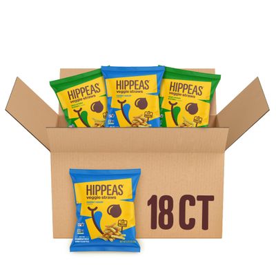 Hippeas Veggie Straws, Variety Pack: Sour Cream &amp; Onion, Rockin Ranch, 0.75 Ounce (Pack of 18), 2g Protein, 1g Fiber, Vegan, Gluten-Free, Crunchy, Plant Protein Snacks