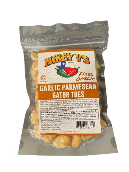 Mikey V&#39;s Garlic Parmesean Gator Toes, Deep Fried Garlic Snacks, 4oz.