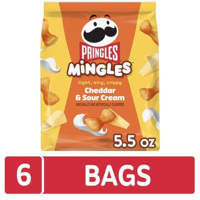 Pringles Mingles Puffed Snacks, Cheddar and Sour Cream, Cheese Puffs, Salty Snacks (6 Bags)