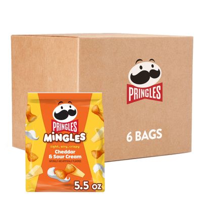 Pringles Mingles Puffed Snacks, Cheddar and Sour Cream, Cheese Puffs, Salty Snacks (6 Bags)