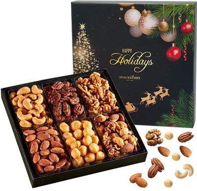 Nuts Gift Basket Arrangement Platter, Gourmet Food Snack Box, Healthy Kosher (Single)