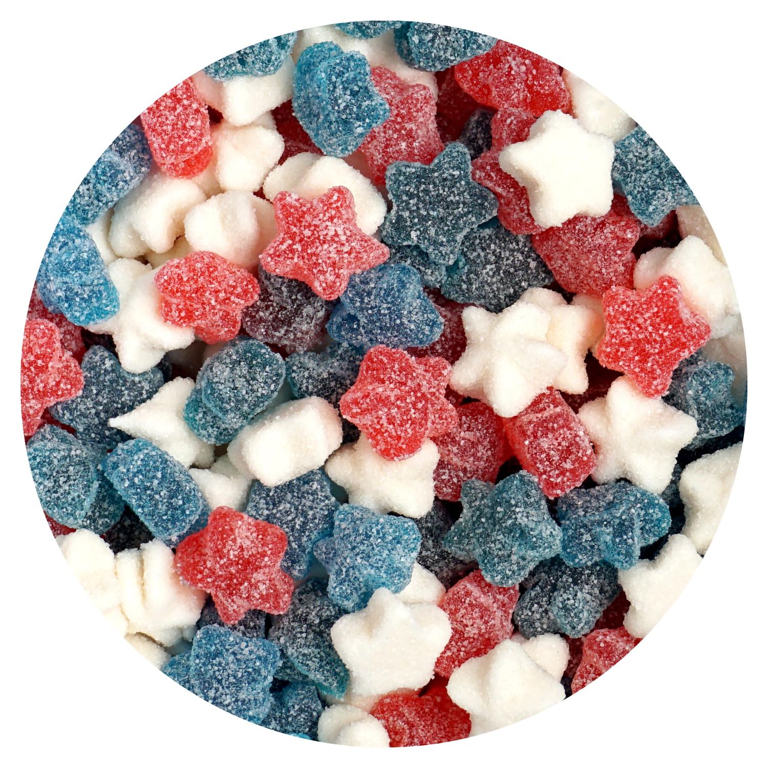 The Hampton Candy Company Mini Red, White &amp; Blue Sugared Gummy Stars, 1 Pound Bulk Bag, Gummy Candy, 4th of July Candy