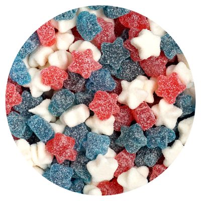 The Hampton Candy Company Mini Red, White &amp; Blue Sugared Gummy Stars, 1 Pound Bulk Bag, Gummy Candy, 4th of July Candy