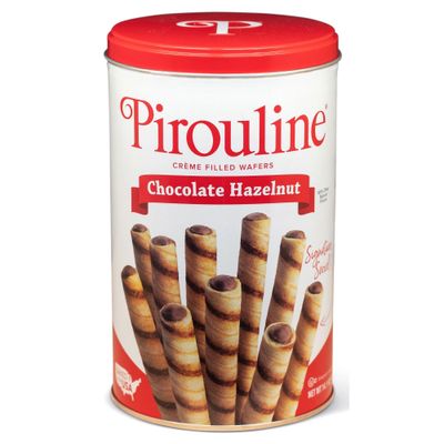 Pirouline Rolled Wafers - Chocolate Hazelnut - Rolled Wafer Sticks, CrÃƒÂ¨me Filled Wafers, Rolled Cookies for Coffee, Tea, Ice Cream, Snacks, Parties, Gifts, and More - 14.1oz Tin 1pk