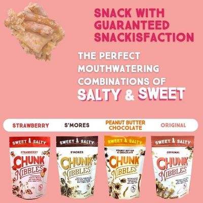 Chunk Nibbles Sweet and Salty Snacks | Strawberry Flavor Snack Mix Individual Packs | Sweet Treats for Kids and Adults | 4.25oz | 3 Resealable Packs