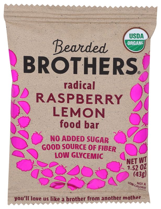 Bearded Brothers, Bar Radical Raspberry Lemon Organic, 1.52 Ounce