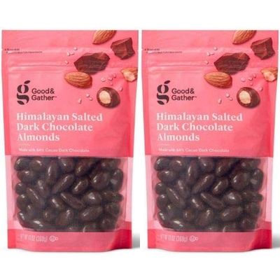 2 Set- Good &amp; Gather Himalayan Salted Dark Chocolate Almonds. 13 Ounce. Sweet and Salty Snack. 64% Cacao. (2 Pack) 1.0 Count