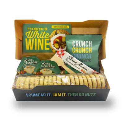 Crackerology White Wine &amp; Basil Gourmet Artisan Snack Kits, 20 Count Crackers Plus Toppings, Easy &amp; Simple Ready-to-Eat, Appetizer For Charcuterie Boards &amp; Party Platters - Large Kit, Single Pack