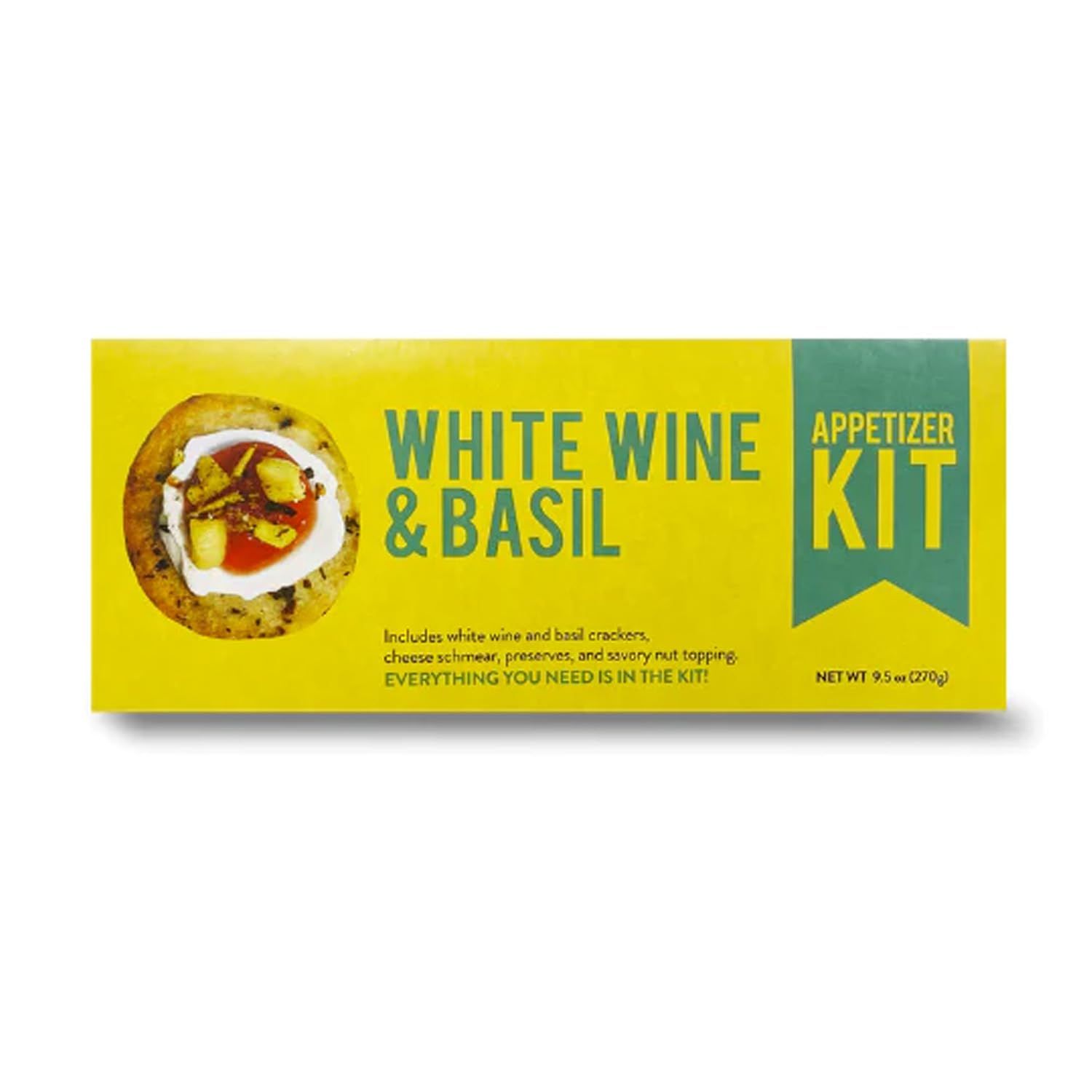 Crackerology White Wine &amp; Basil Gourmet Artisan Snack Kits, 20 Count Crackers Plus Toppings, Easy &amp; Simple Ready-to-Eat, Appetizer For Charcuterie Boards &amp; Party Platters - Large Kit, Single Pack