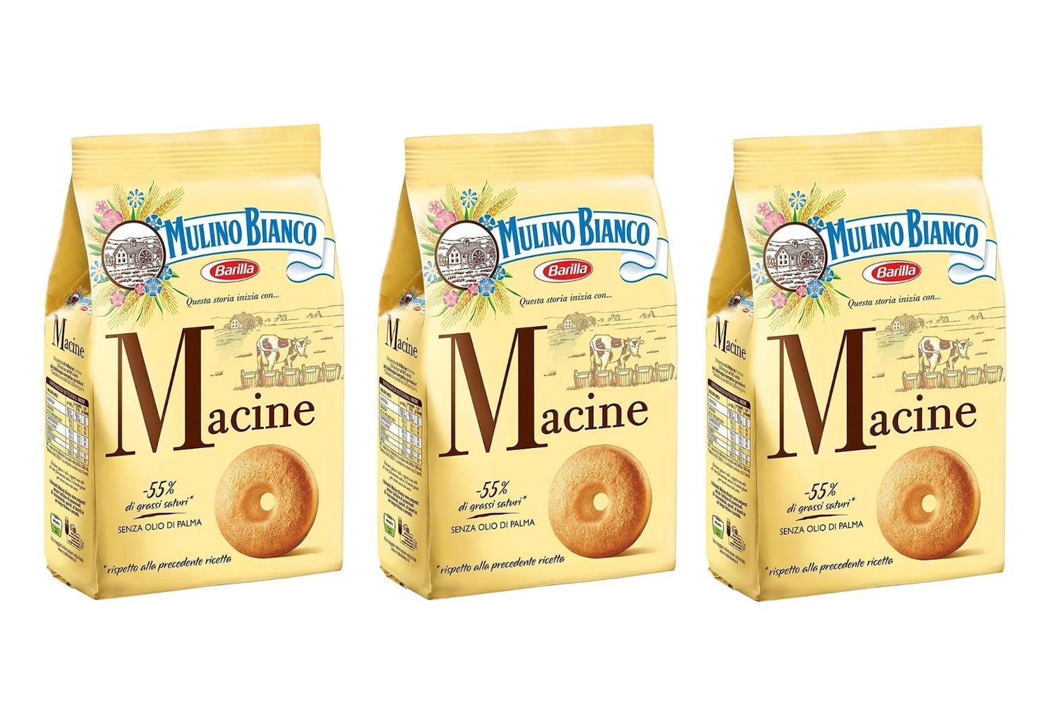 Mulino Bianco: Macine Shortbread cookies Cream - 12.3 Oz (350g) Pack of 3  Italian Import