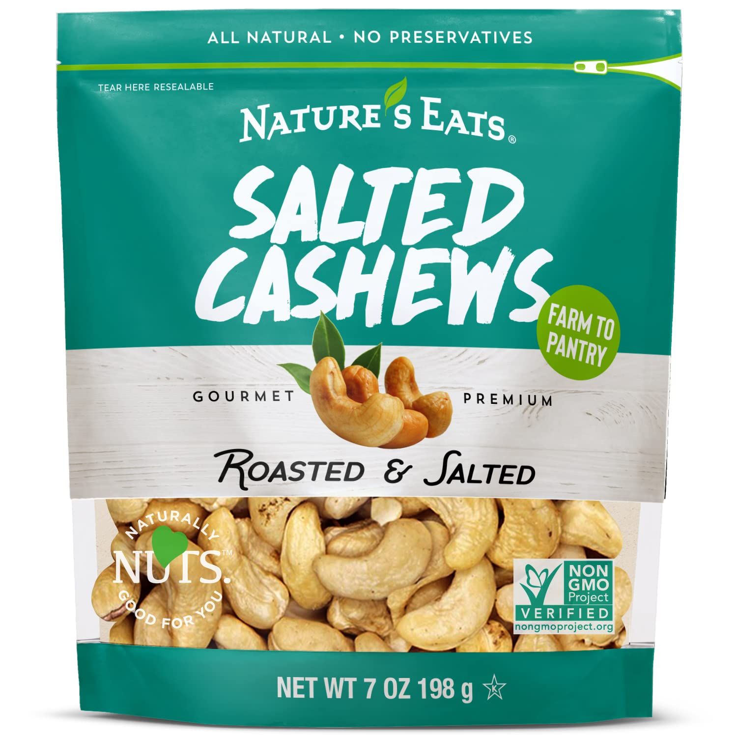 Nature&#39;s Eats Cashews Roasted Salted, 7 Oz