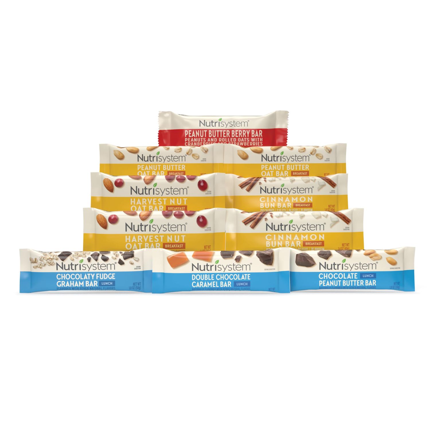 Nutrisystem Breakfast and Lunch Bar Variety Pack, Helps Support Weight Loss - 10 Count