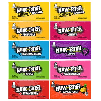 Now &amp; Later Taffy Candy, 10 Fruit Flavors, Individually Wrapped Taffy Candy