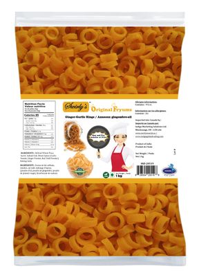 Swirly&#39;s Original Fryums - Classic Ginger Garlic Rings Crunchies - Vegan - Ready to Fry - Puffed Snack Chips - Chicharrones de harina - 2.2 lb Bag