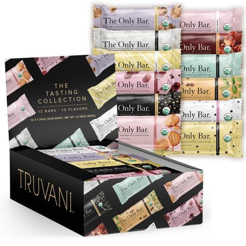 Truvani Plant Based Snack Bar | Variety 12 Pack | 5-8g Protein | USDA Organic and Vegan | The Only Bar | Dairy, Soy, and Gluten Free | Individually Wrapped