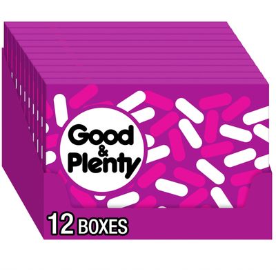 GOOD &amp; PLENTY Licorice Fat Free, Candy Boxes, Vegetarian, 6 oz (12 Count)