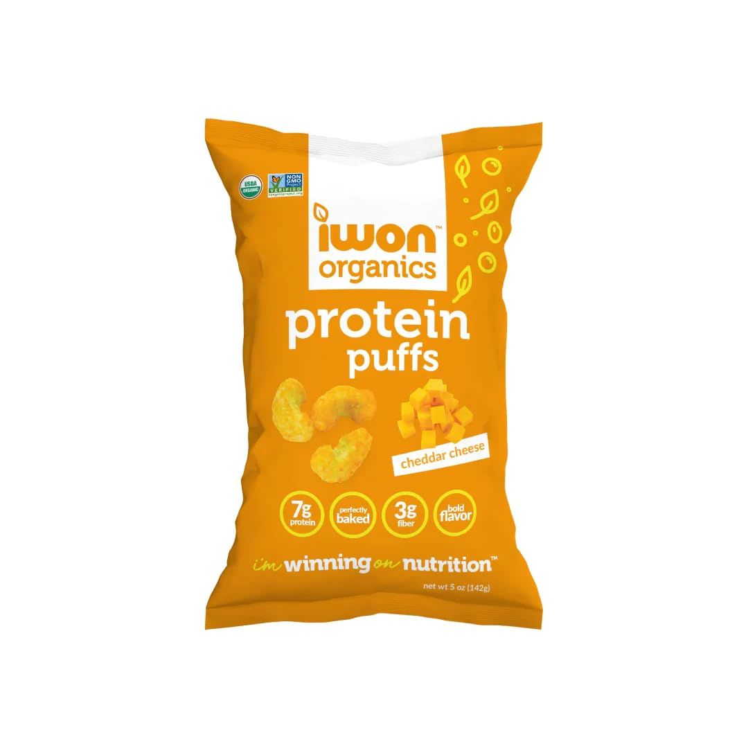 Iwon Organics, Puffs Protein Cheddar Cheese Organic, 5 Ounce
