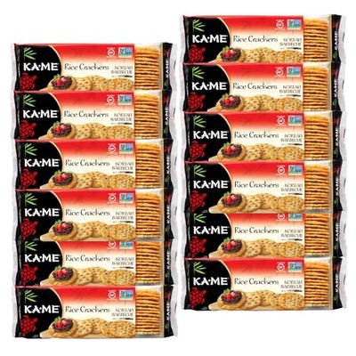 Ka-Me Rice Crackers Gluten Free And Non GMO Verified - Korean Barbecue (Pack of 12)