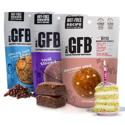The Gluten Free Brothers Gluten Free Protein Cookie Bites Nut Free Variety Pack - Super Tasty Allergian Friendly Fudge Brownie, Cookie Dough &amp; Birthday Cake Vegan Protein Bites, 4 Oz (6 Count)