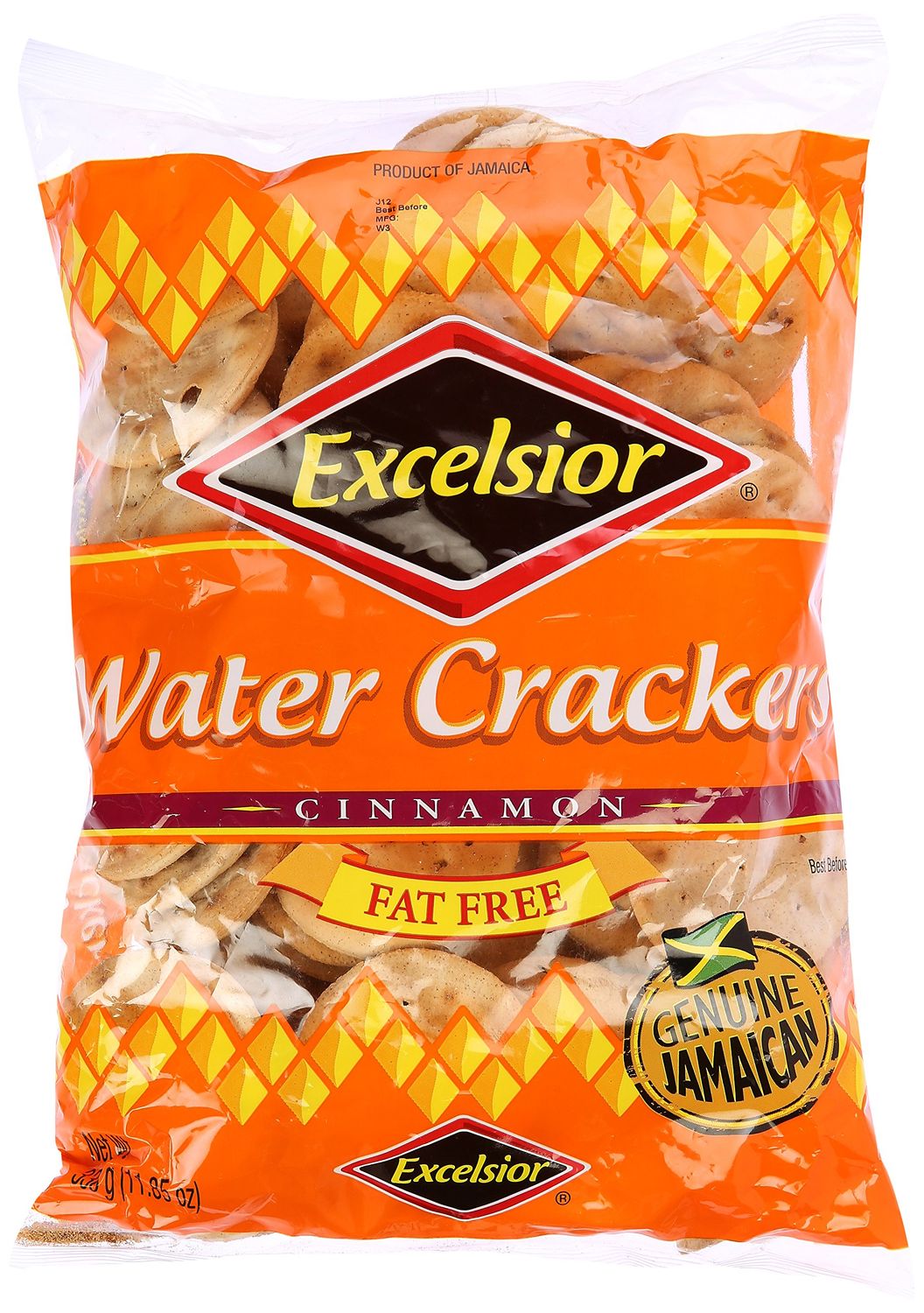 Excelsior Jamaica&#39;s Favorite Water Crackers, Cinnamon, Fat Free ,11.85 oz, Packaging may vary