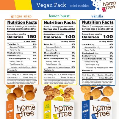 Homefree Treats - Vegan Cookies Variety Pack - Gluten Free Snacks For Adults - Allergy Friendly Crunchy Cookie Assortment - Vanilla Wafers, Ginger Snaps &amp; Lemon Bursts (6 Count)