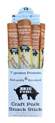 Craft Pork Meat Stick, High Protein Snack Sticks, Maple and Pepper Flavor, 6 X 1 oz. Sticks, 60 Calories, 7g Protein, Soy-Free, Gluten-Free, Waygu of Pork - Big Fork
