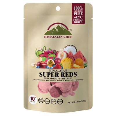 Himalayan Chef Super Reds Freeze-Dried Fruit Crisps, 30g | 10 Superfood Fruits | Healthy Snacks Packed with Multivitamins, High Fiber &amp; Antioxidants for Energy Boost
