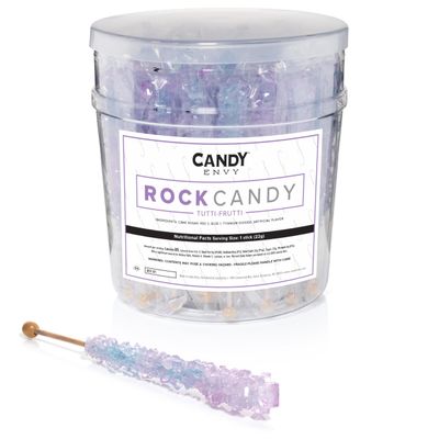 Candy Envy - Tutti Frutti Rock Candy Sugar Sticks - Tutti Frutti Flavored - 36 Indiv. Wrapped