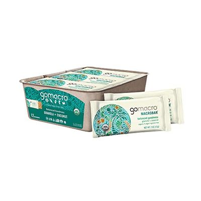 GoMacro MacroBar Organic Vegan Snack Bars - Granola  Coconut (2.0 Ounce Bars, 12 Count)