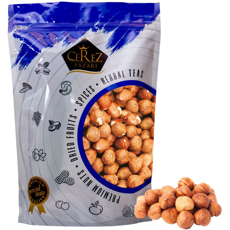 Cerez Pazari Turkish Raw Hazelnuts (Filberts) in Resealable Bag 3 Lbs, Healthy Keto Paleo Diet Snacks, Unsalted, Gluten Free, Vegan, Non-GMO, No Shell, Natural, Premium Quality, Healthy Snack
