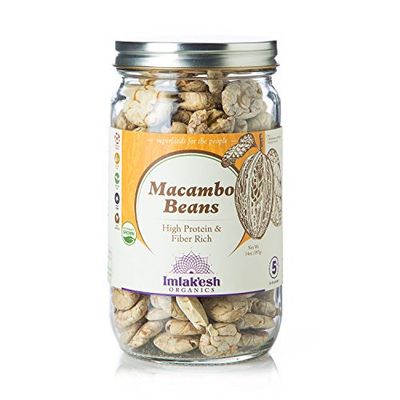 Imlak&#39;esh Organics - Organic Macambo Beans - Low-Carb Keto Friendly Bean Snacks - Crunchy Natural Protein Snacks with Fiber - Vegan, Non-GMO, and Gluten Free (14oz Glass Jar)