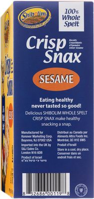 Shibolim Whole Spelt Crackers with Sesame, 5 Calorie Cracker, 6oz (3 Pack) Low Sodium, Wholesome, Tasty &amp; Crisp Spelt Crackers, Great for Dipping &amp; Snacking