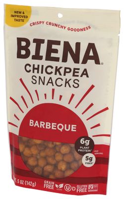 BIENA Chickpea Snacks - Crunchy Roasted Chickpeas - High Fiber Vegan Protein Snacks for Adults and Kids - 5 Ounce Individual Pack - Barbecue