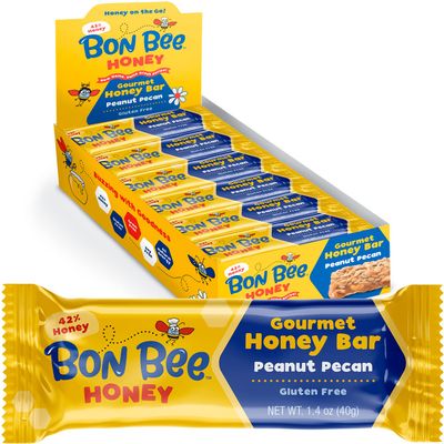 BON BEE Honey Bunchies All Natural Honey Bar - Natural Breakfast &amp; Nutrition Bars for Healthy Energy &amp; Fuel - Variety of Delicious Highlights &amp; Perfectly Balanced, 12-1.4oz Bars