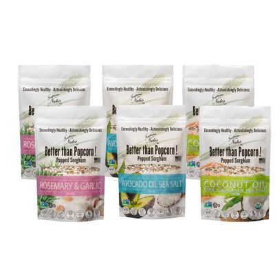 Nature Nates Popped Sorghum, Variety Multi Pack - Organic Sorghum, Keto &amp; Gluten Free, Healthy Snacks, Better Than Popcorn, Made in USA - 2 Ounce (Pack of 6)