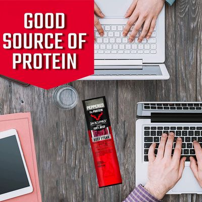 Jack Link's Premium Cuts Beef Steak, Peppered - Protein Snack, Meat Snack with 11g of Protein, Made with 100% Beef, Individually Wrapped Bulk Snack Pack for Break Rooms - 1 Oz. (72 Count)