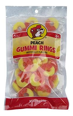 Buc-ee&#39;s Peach Flavored Gummi Rings in a Resealable Bag, 12 Ounces