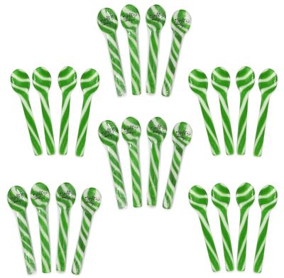 Christmas Pickle Flavored Candy Cane Spoons 24 Pack Edible Candies Spoon Green and White Striped Individually Wrapped for Stirring Hot Chocolate Cocoa Tea Coffee Cocktails Holiday Party Stocking