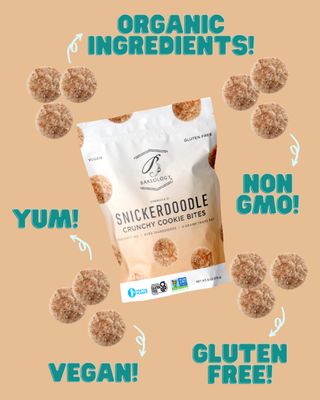 Bakeology Gluten Free Cookies - Crunchy Mini Vegan Cookies Bites - Gluten Free Dairy Free Snacks - Enjoy Plant Based Dessert Sweets - Made with Coconut Oil and Pure Ingredients - Snickerdoodle