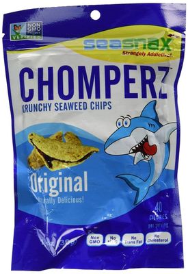 Seasnax Chomperz Crunchy Original Seaweed Chips, 1 Ounce -- 8 per case.