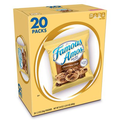 Famous Amos Cookies, Bite Size Chocolate Chip, Single Serve, 1.2 Ounce (Pack of 20)