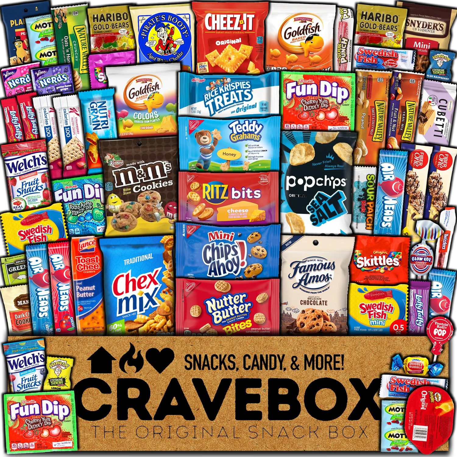 CRAVEBOX - Valentines Day Ultimate Sweet &amp; Salty Snack Variety Pack - Care Package Gift Box Assortment - For Adults, Kids, Students, Men, Women