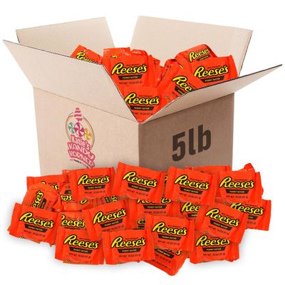 REESE&#39;SMilk Chocolate Peanut Butter Cups in Bulk for Kids and Party Favors - Individually Wrapped ReesesCups Melt in Your Mouth Peanut Butter Candy Snack Size Bars Milk Chocolate Candies - 5 Lb