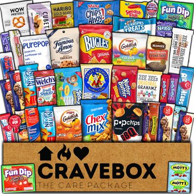 CRAVEBOX Care Package - Give the Gift of Snacking Delight with a Box Full of Mouth-Watering Goodies and Sweet Treats, Variety Pack Included Valentines Day - College Back to School